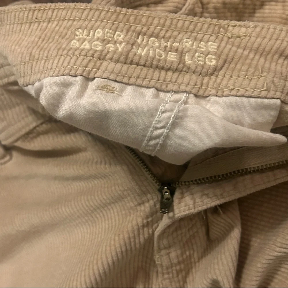 American Eagle Outfitters Super High Rise Wide Leg Tan Corduroy Cargo Pants 10L - Picture 6 of 13
